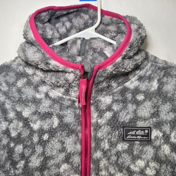 Eddie Bauer Full Zip Sherpa Fleece Hoodie Jacket Youth Girls Size Large 14/16 - Picture 2 of 12